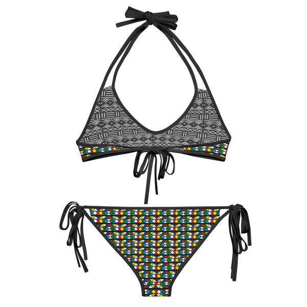 Zulu Beads and Mud Cloth Print Reversible Bikini