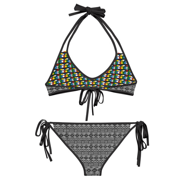 Zulu Beads and Mud Cloth Print Reversible Bikini