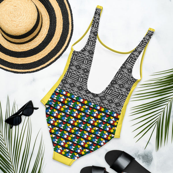Minnesota Zulu Beads & Mud Cloth One-Piece Swimsuit