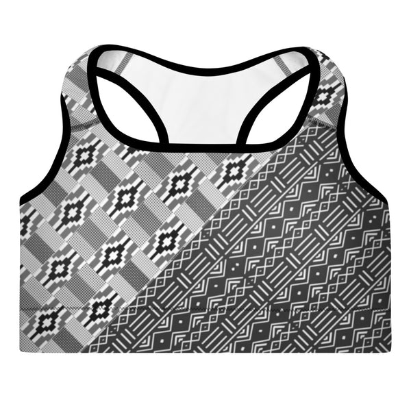 Black and White Combo Print Padded Sports Bra