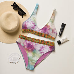 Kente Tie & Dye Recycled high-waisted bikini
