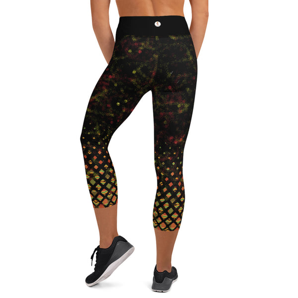 Spray Paint and Scatter Kente Yoga Capri Leggings
