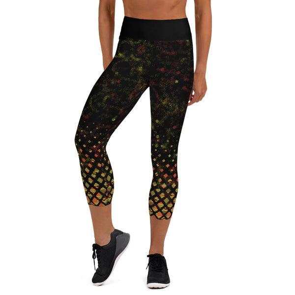 Spray Paint and Scatter Kente Yoga Capri Leggings