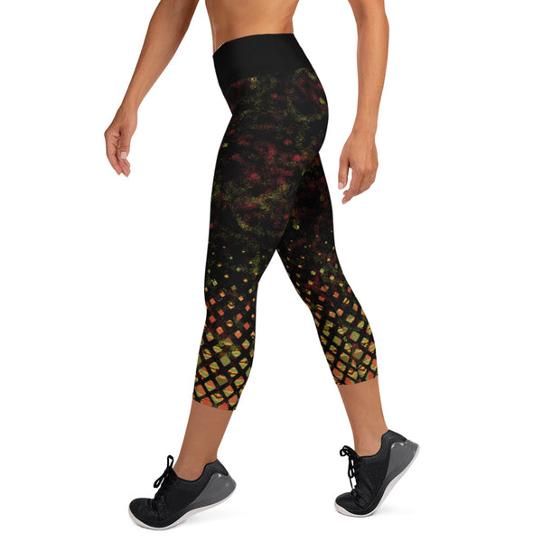Spray Paint and Scatter Kente Yoga Capri Leggings
