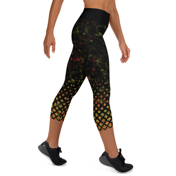 Spray Paint and Scatter Kente Yoga Capri Leggings