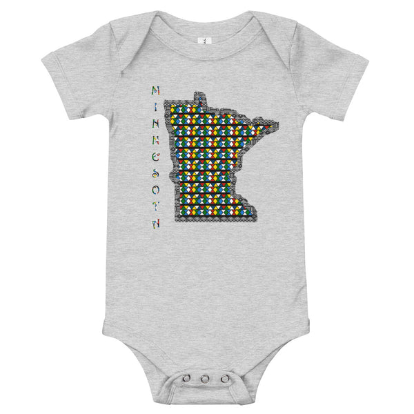 Minnesota African Print Map Baby short sleeve one piece