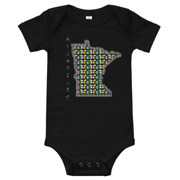 Minnesota African Print Map Baby short sleeve one piece