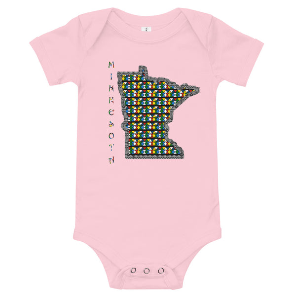 Minnesota African Print Map Baby short sleeve one piece