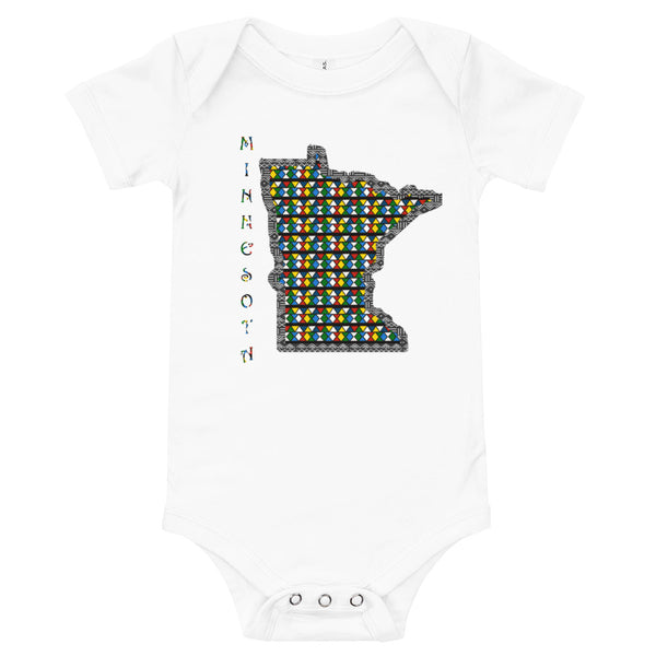 Minnesota African Print Map Baby short sleeve one piece