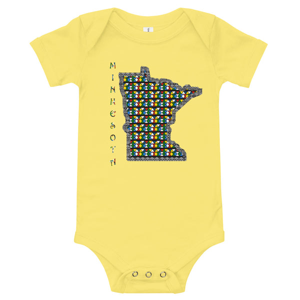 Minnesota African Print Map Baby short sleeve one piece