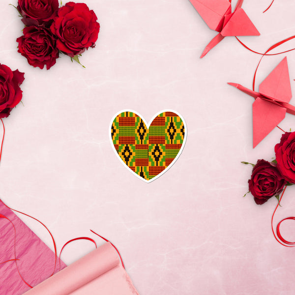 Heart Kente Bubble-free stickers