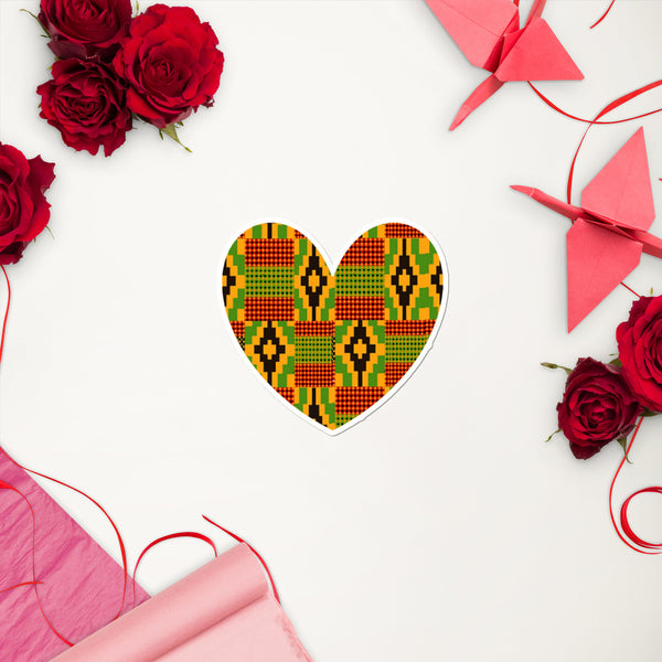 Heart Kente Bubble-free stickers
