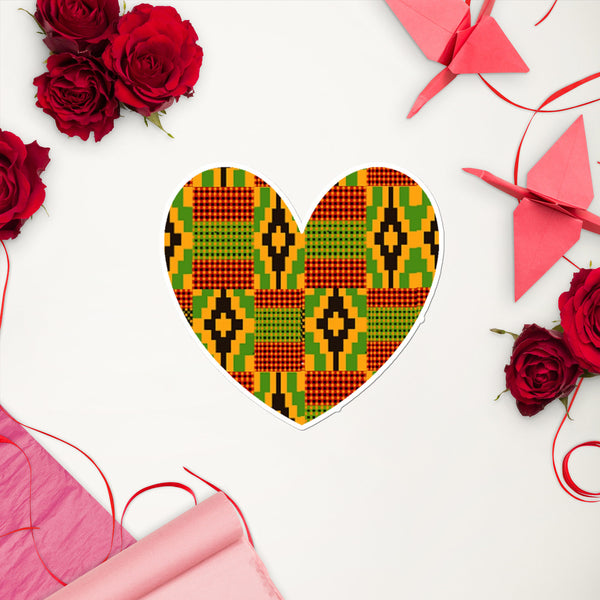 Heart Kente Bubble-free stickers