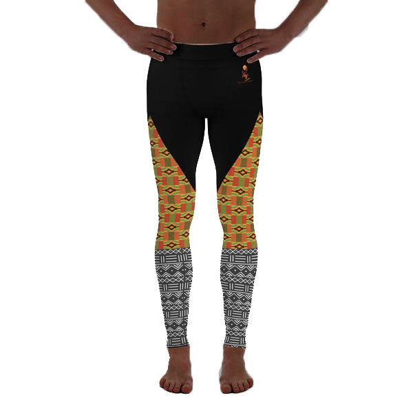 Men's Kente and Mud cloth Print Yoga Leggings