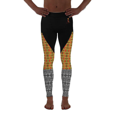 Men's Kente and Mud cloth Print Yoga Leggings