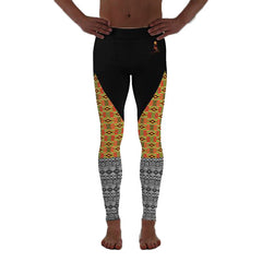 Men's Kente and Mud cloth Print Yoga Leggings