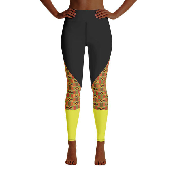 Kente and Yellow Calf Yoga Leggings