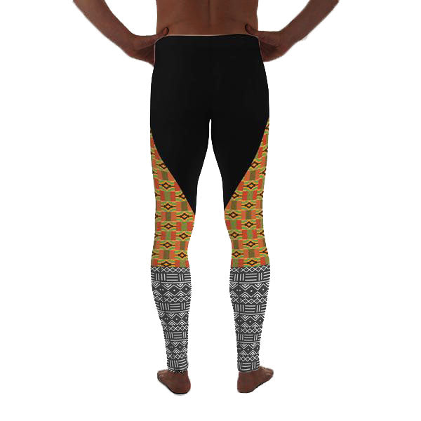 Men's Kente and Mud cloth Print Yoga Leggings