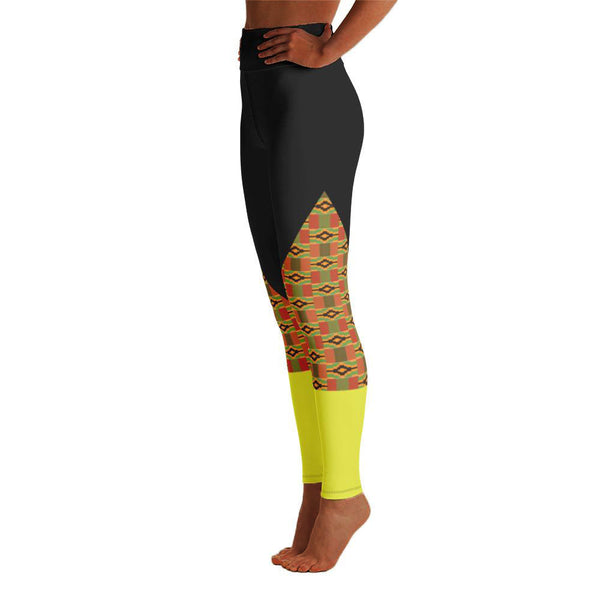 Kente and Yellow Calf Yoga Leggings