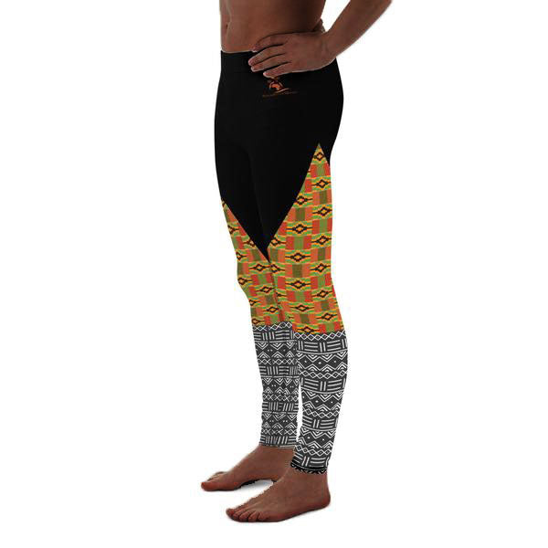 Men's Kente and Mud cloth Print Yoga Leggings