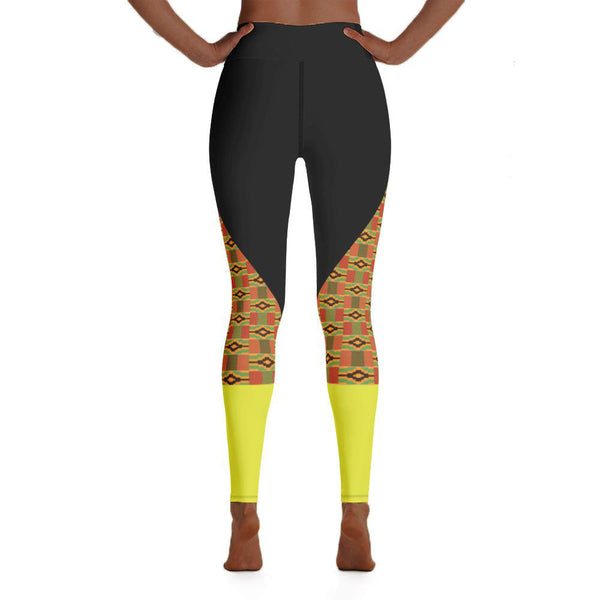 Kente and Yellow Calf Yoga Leggings