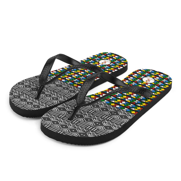 Mud Cloth & Zulu Beads Print Flip-Flops