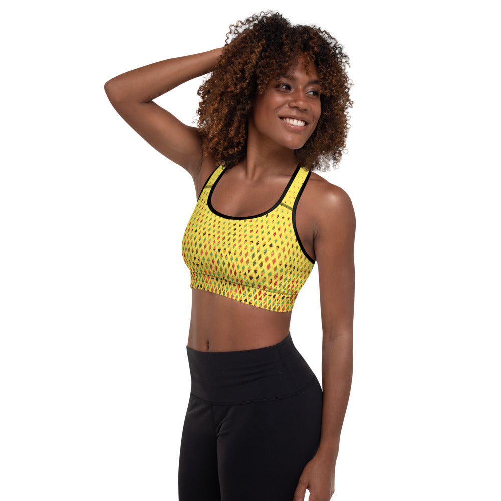 Kente Diamonds Scatter Padded Sports Bra - RuvaAfricWear