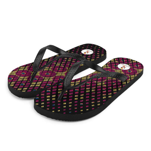 Ankara Circles Print Flip-Flops