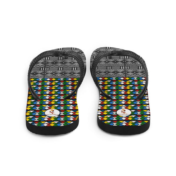 Mud Cloth & Zulu Beads Print Flip-Flops
