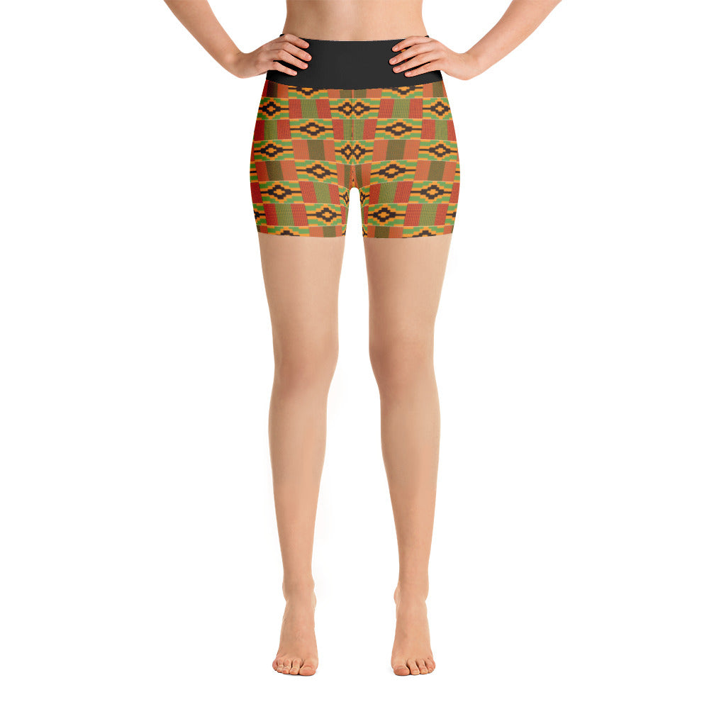 RuvaAfricWear Kente Print Yoga Shorts