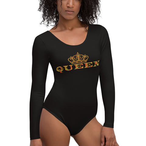 Queen Kente Print Long Sleeve Bodysuit