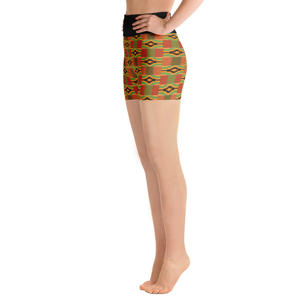RuvaAfricWear Kente Print Yoga Shorts