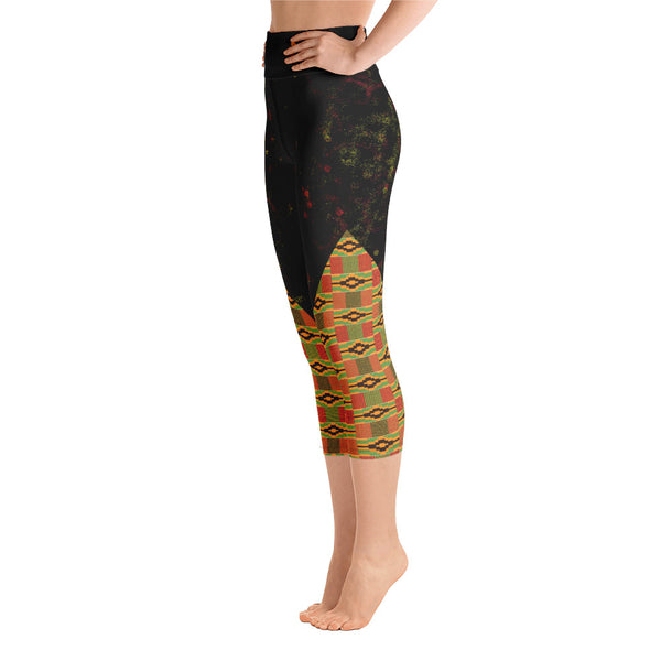 Spray Paint and Kente Yoga Capri Leggings