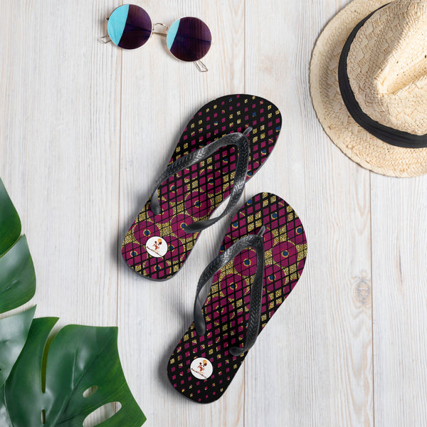 Ankara Circles Print Flip-Flops