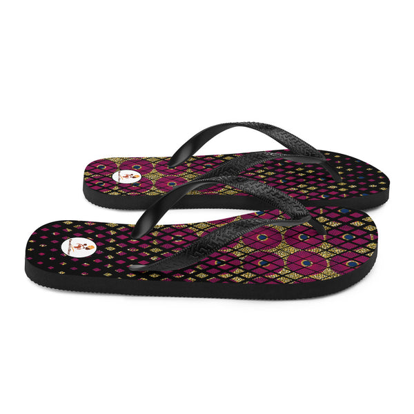 Ankara Circles Print Flip-Flops