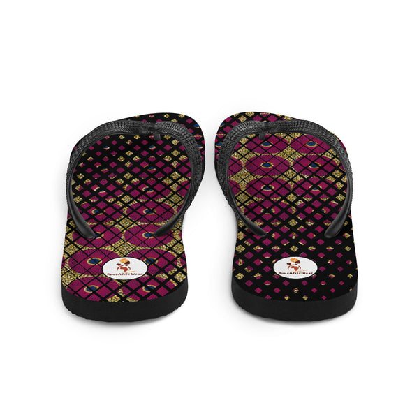 Ankara Circles Print Flip-Flops