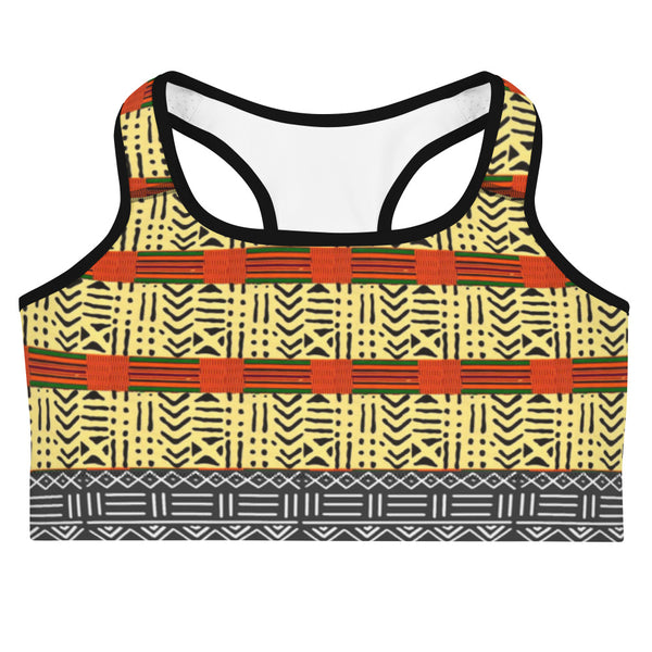 Kente and Mud Cloth Fusion Sports bra