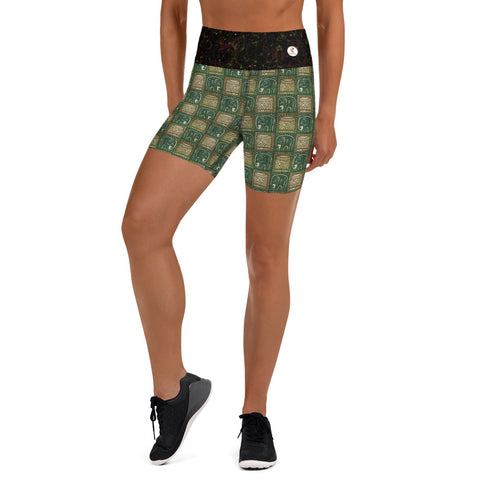 Nzou (Elephant) Print Yoga Shorts