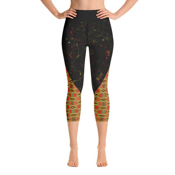 Spray Paint and Kente Yoga Capri Leggings