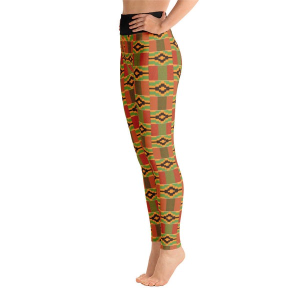 Kente & Spray paint waist Yoga Leggings