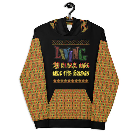 Living My Black Life Like It's Golden Kente Unisex Hoodie