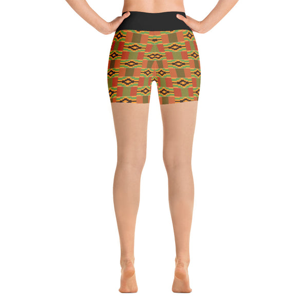 RuvaAfricWear Kente Print Yoga Shorts