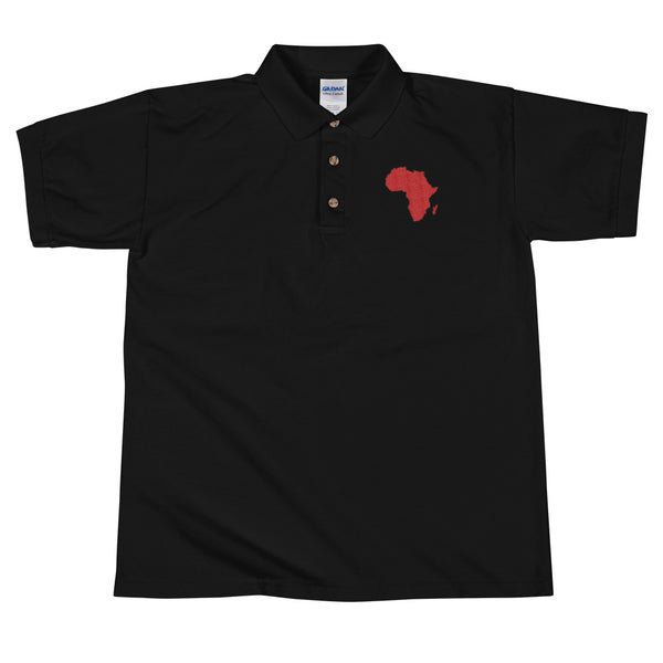 African Map Embroidered Polo Shirt