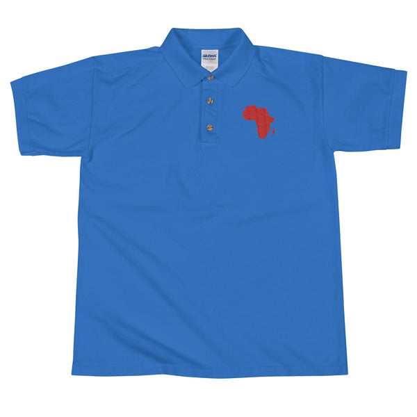 African Map Embroidered Polo Shirt