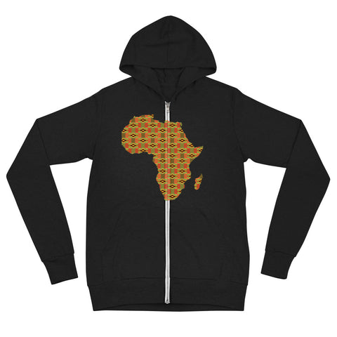 African Map Kente Print Unisex zip hoodie