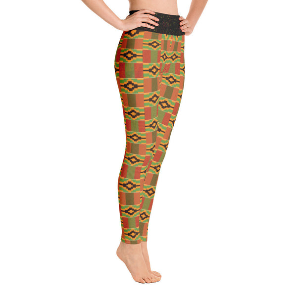 Kente & Spray paint waist Yoga Leggings
