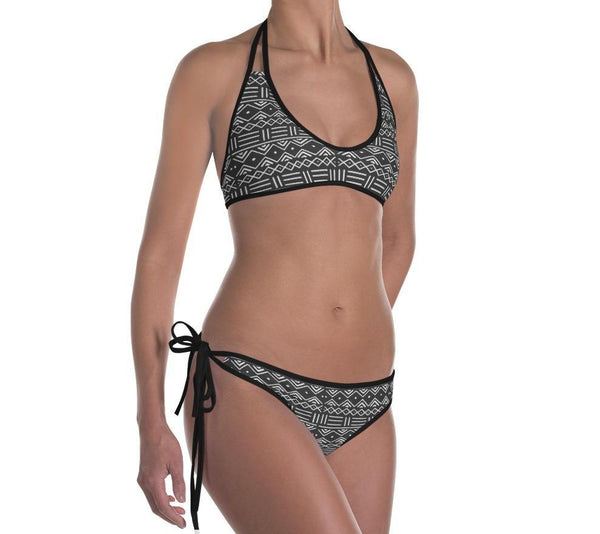 Ankara Circles and Mud Cloth Reversible Bikini
