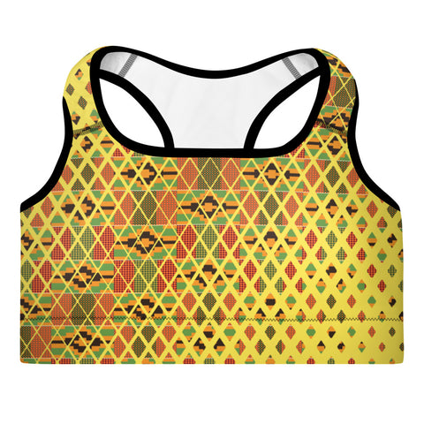 Kente Squares Padded Sports Bra