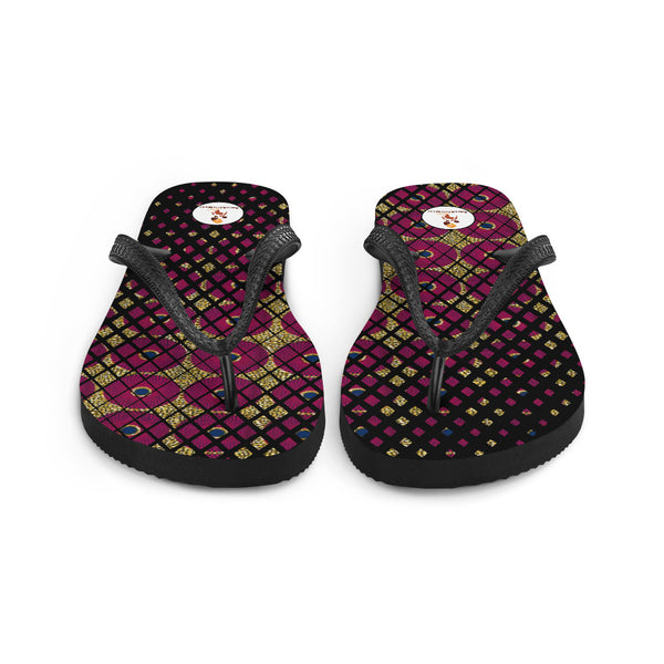Ankara Circles Print Flip-Flops