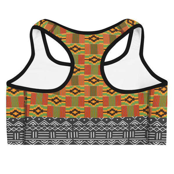 Kente and Mud cloth Print Sports bra